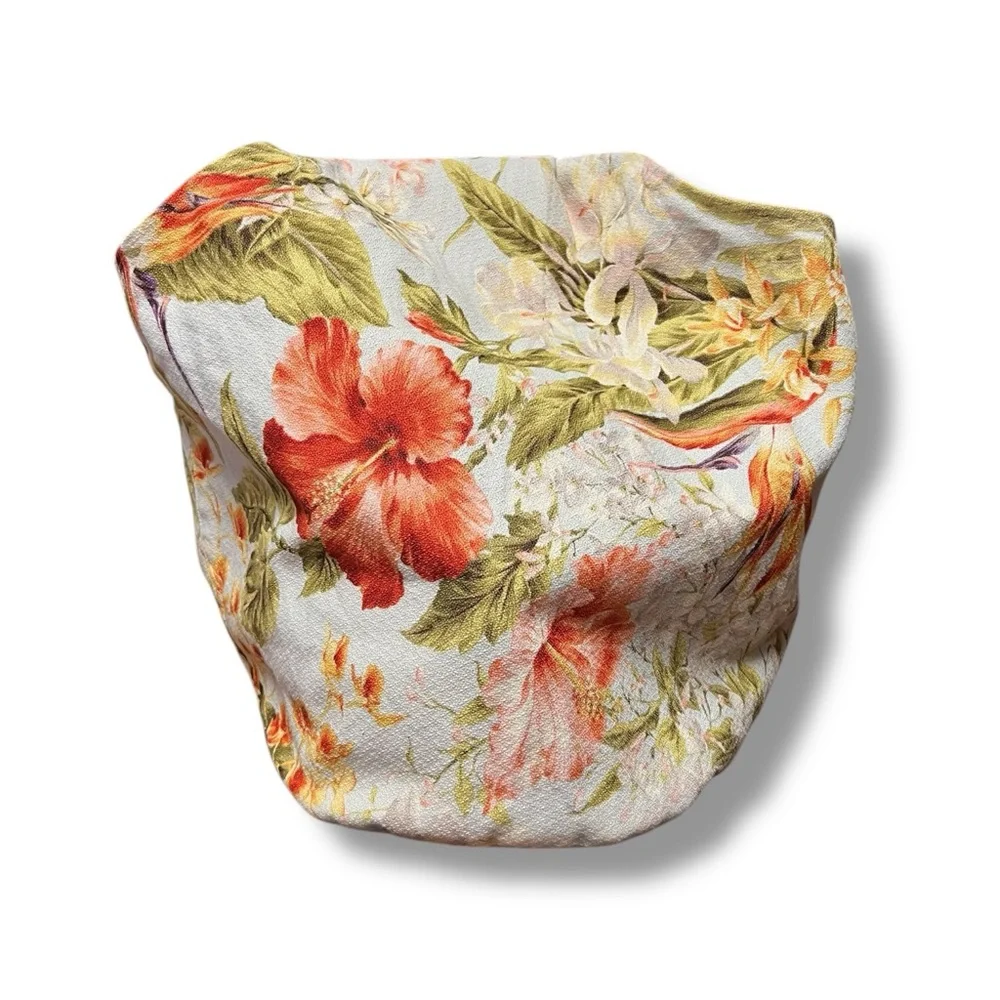 Hawaiian Handmade Tote Barkcloth Cotton Hibiscus Bird of Paradise Tropical